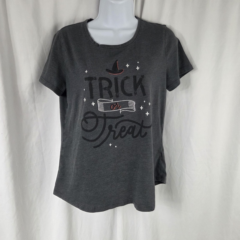 Sonoma Goods For Life Shirt Womens Small Gray Trick Or Treat Halloween Tee Top